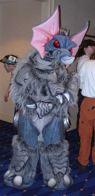 Megaphant - His eyes had twinkling red lights in them. Too bad the plush Godzilla wasn't at FC this year to pose with this guy! (FC2002)