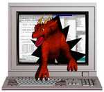Dragon Fodder - Logo graphic for the Dragon Fodder computer languages CD-Rom. Rendered in Imagine, July 14, 1997

Download the MPEG video (117Kb) of the animation.