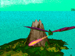 Dragon Island - A dragon blows fire while flying over a tropical island. Turbo Silver, 1989 
