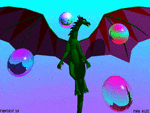 Fantasy 18 - A dragon flies through a field of bubbles? Rendered in Turbo Silver, 1989
