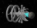The Mining Station tractors in a small asteroid for processing