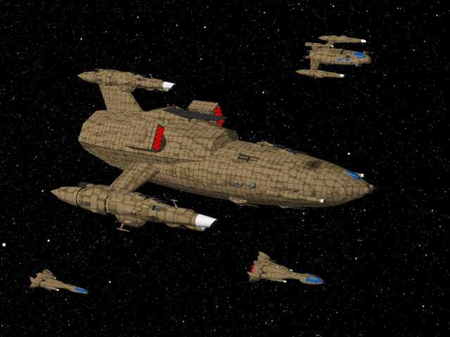 Chirr'T'Thar gunship and escorts