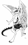 Very first drawing done of BoingDragon (and her famous Picnic Basket). Drawn by Jordan Greywolf