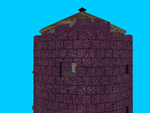 An frontal view of the Tower's upper floor from outside. Rendered in Imagine, 1996 