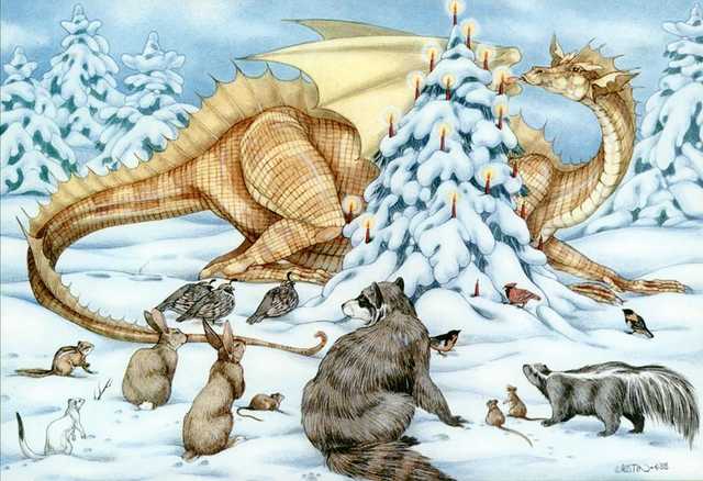 A Little Holiday Magic - A dragon helps trim the tree,
by Alicia Austin