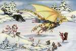 Down on the Old Mill Pond - A dragon and neighbors go ice-skating, by Alicia Austin