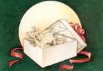 Is It Christmas Yet? - Cute baby dragon popping out of a gift box, by Alicia Austin