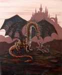 Baby's Day Out - Mother dragon takes baby out for the first time, by Marguerite Fields