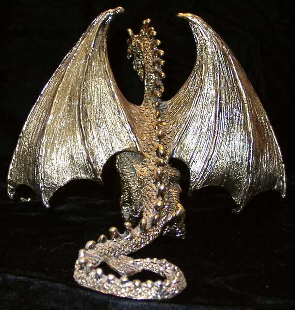 Midas - Gold-plated pewter dragon, one of my first. (Back View)