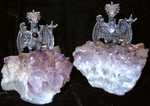 Twins #1 - Big pewter fellows on quartz bases.
