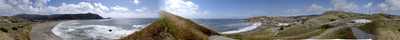
Combined panoram of the beaches at Linda Mar and Rockaway in Pacifica, taken from the dividing headland.
