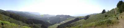 
View of Pacifica from the lookat point at Skyline College, near the juncture of the Mori and Sweeney Ridge trails.