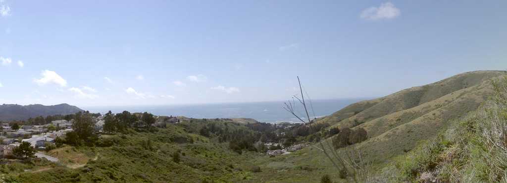 
View looking down into Rockaway valley in Pacifica.