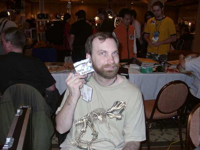 Chris Sawyer flashing his badge. (FC2003)