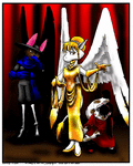 A vendor puts the finishing touches on Envoy's new dress, while Vielanika watches.
Art by Jordan Greywolf from the log Dress Shopping for Envoy